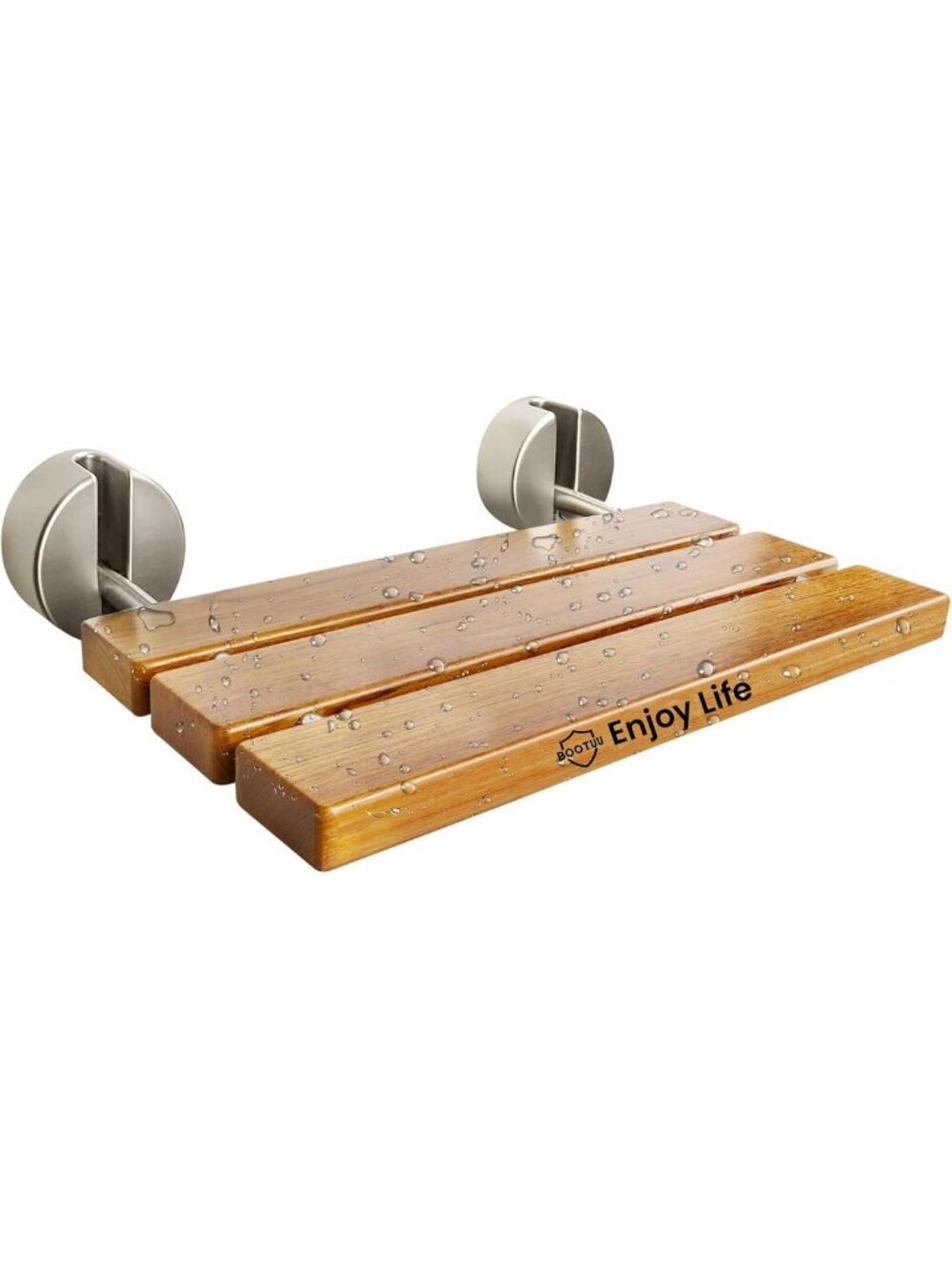 Sturdy 20" Teak Folding Shower Seat - Wall Mounted, 400 lbs Capacity
